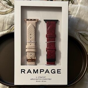 Rampage Cream and Red Watch Strap Set